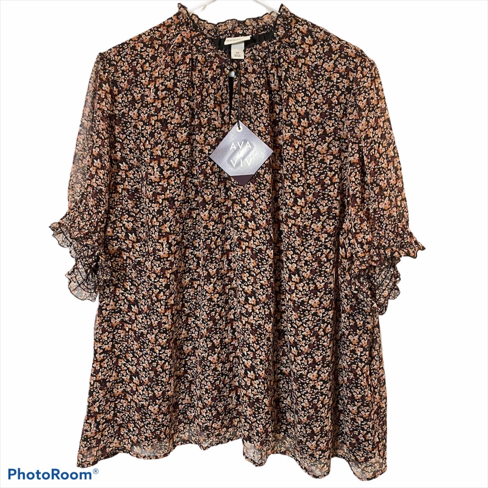 Ava & Viv Floral Old Rose & Ebony Print NWT 3x